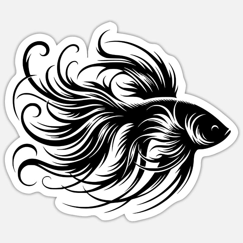 Prächtiger Kampffisch Gattung Labyrinthfisch - Sticker Größe S (10 x 10 cm) - Mattweiß