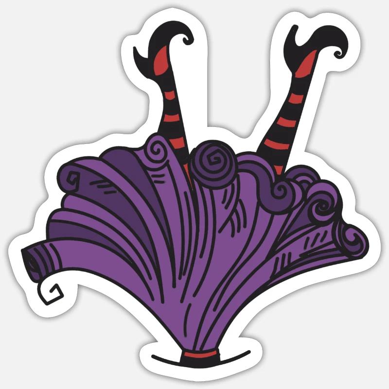 Upside down witch drawing - Sticker size S (10 x 10 cm) - white matte