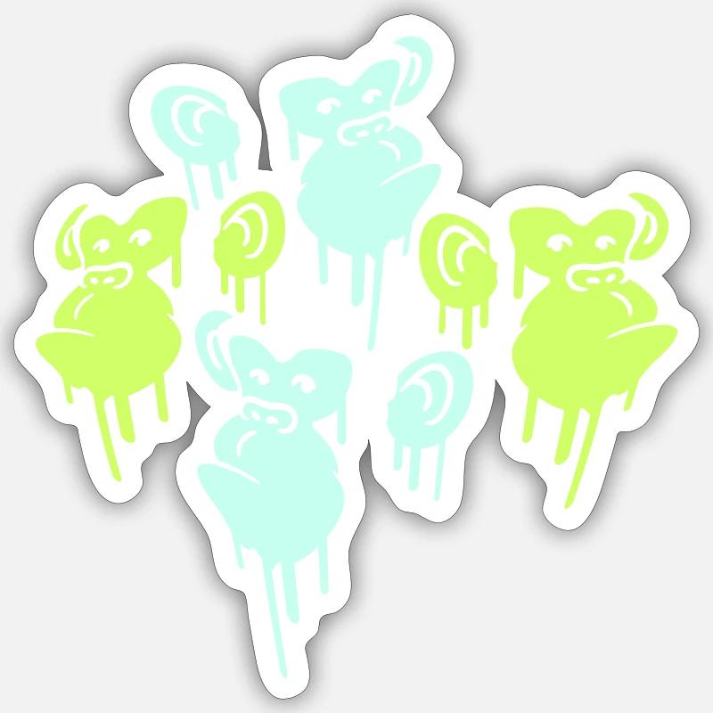 Graffiti Drop Monkey Heads Spray Faces Team Sticker size S (10 x 10 cm)