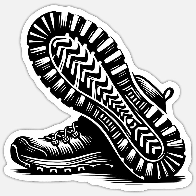Hiking boots with deep tread - Sticker size S (10 x 10 cm) - white matte