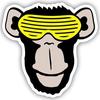 Funky Sonnenbrille Gorilla Cooler Party Affe Spaß - Sticker Größe S (10 x 10 cm) - Mattweiß - Vorne