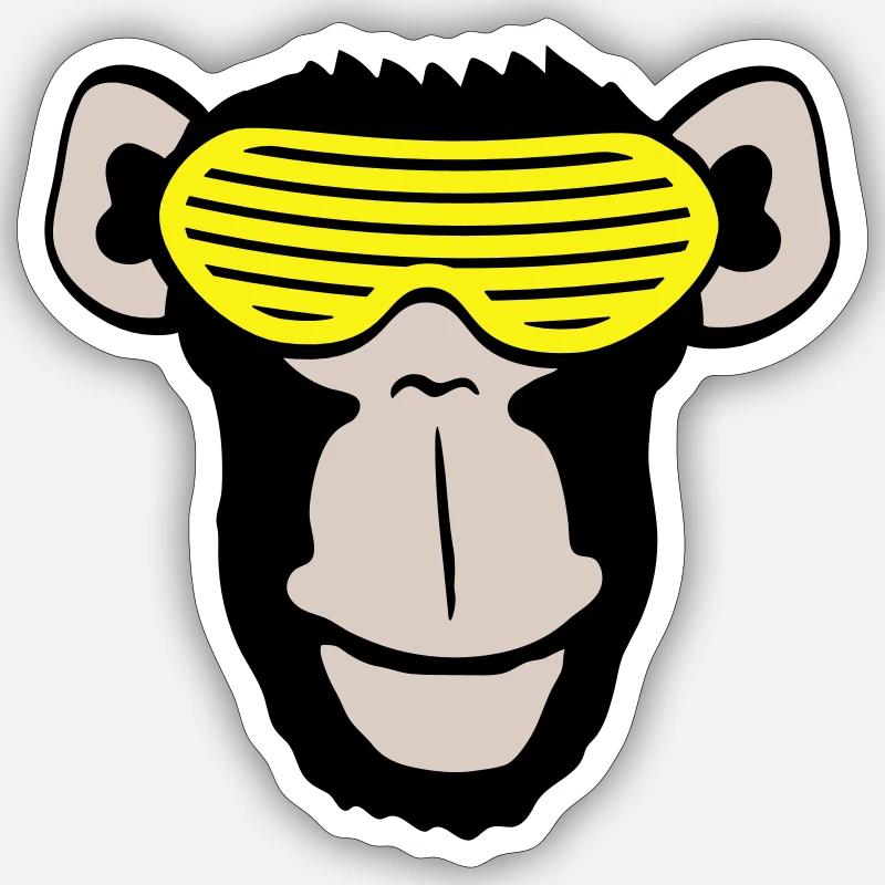 Lunettes de soleil funky Gorilla Cool Party Monkey Fun Sticker taille S (10 x 10 cm)