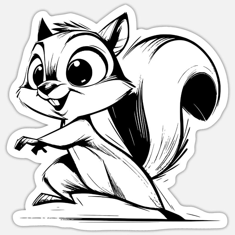 Mignon bébé écureuil dessin au crayon Sticker taille S (10 x 10 cm)