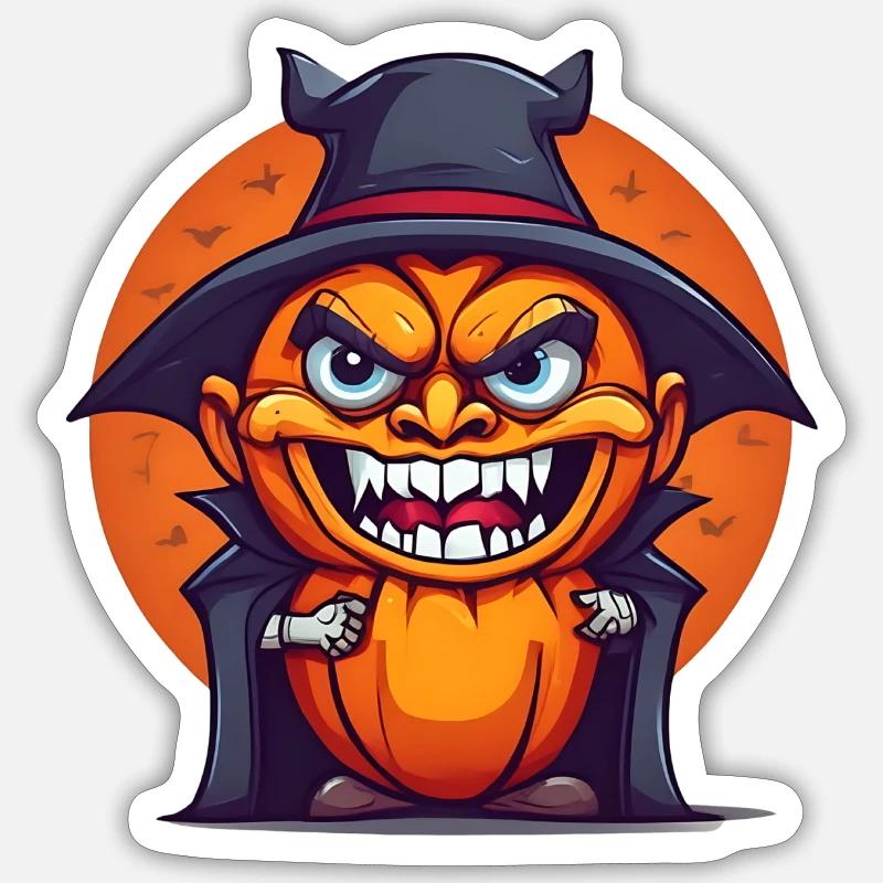 Halloween Citrouille Vampire - Sticker taille S (10 x 10 cm) - blanc mat