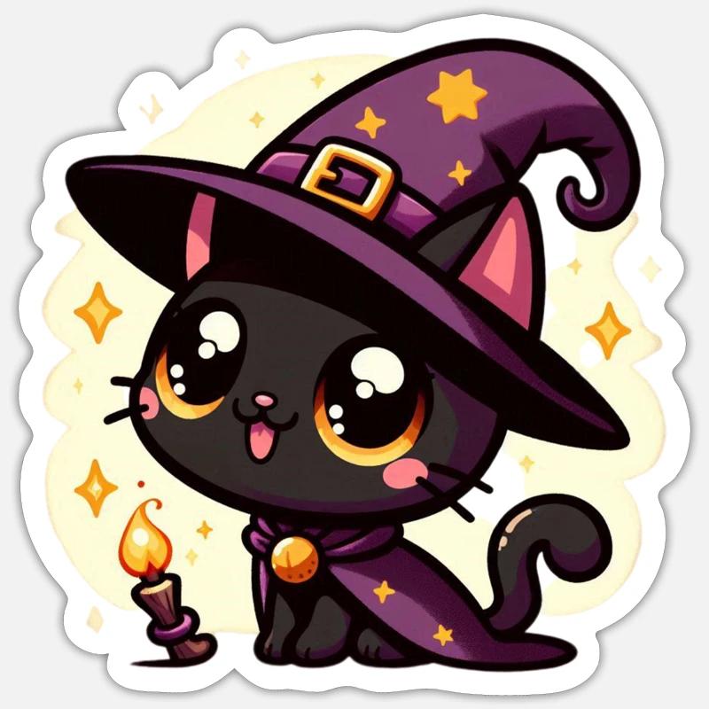 Spooky kitty Halloween - Sticker taille S (10 x 10 cm) - blanc mat