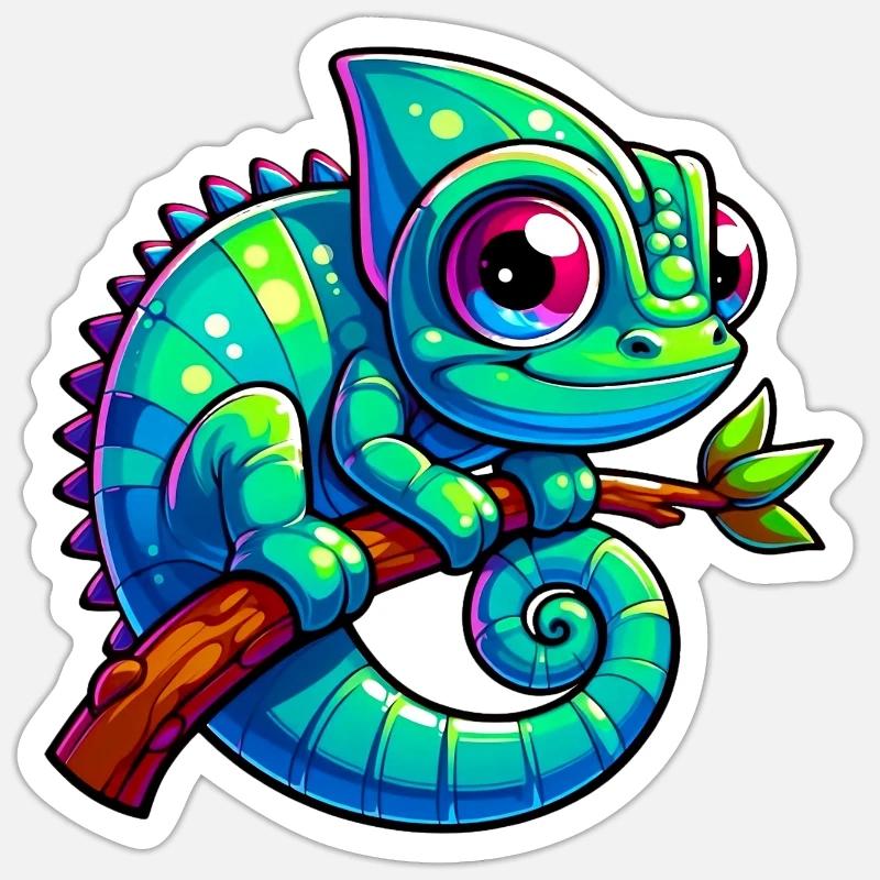 Chamäleon - Sticker Größe S (10 x 10 cm) - Mattweiß