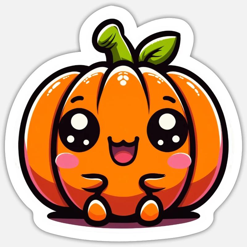 Citrouille mignonne - Sticker taille S (10 x 10 cm) - blanc mat