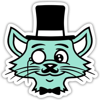 Sir Cat Gentleman Chapeau haut de forme Monocle Rich Gentleman - Sticker taille S (10 x 10 cm) - blanc mat - Devant