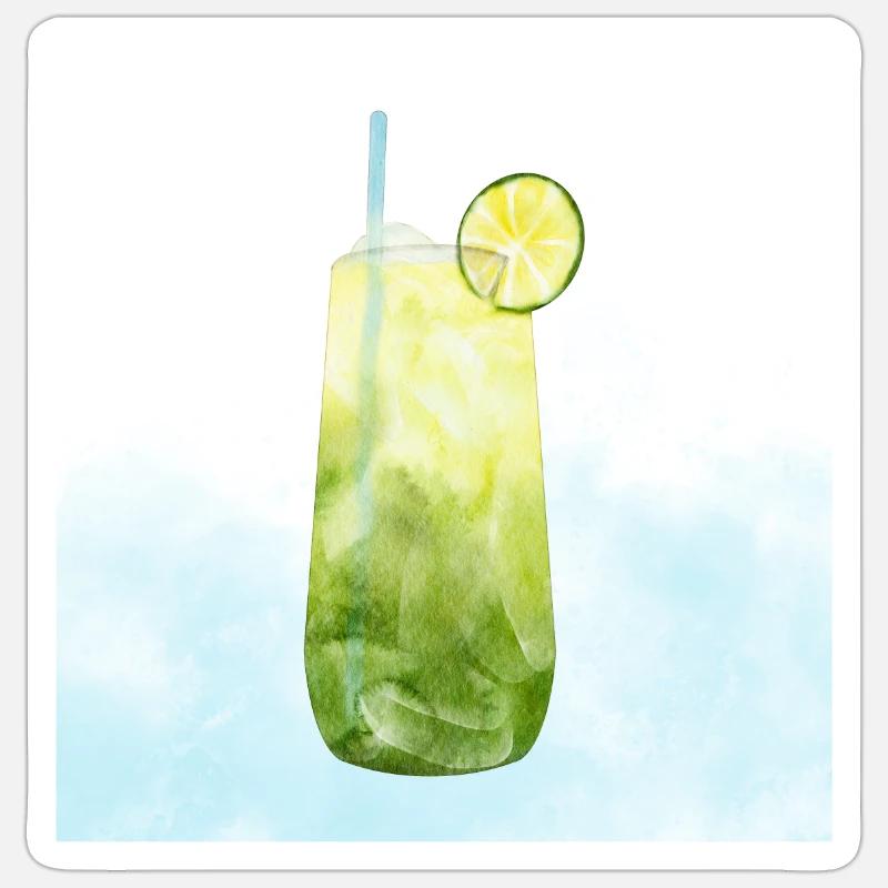 Refreshing Lime Cocktail Art - Sticker size S (10 x 10 cm) - white matte
