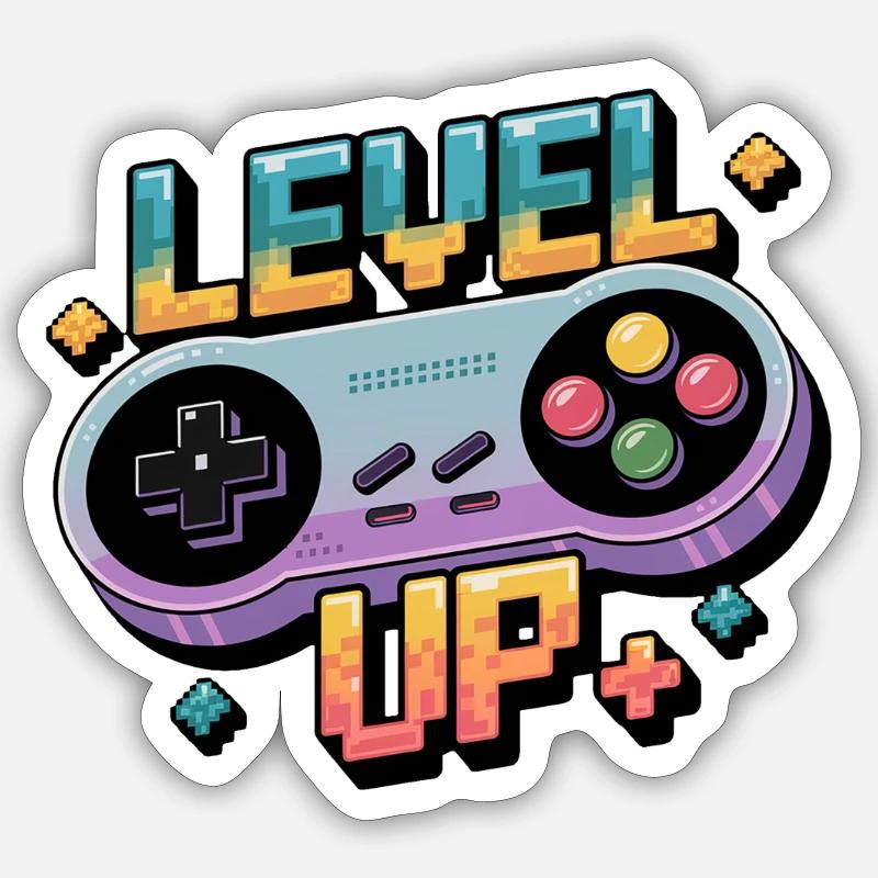 Level Up - Manette de jeu - Sticker taille S (10 x 10 cm) - blanc mat