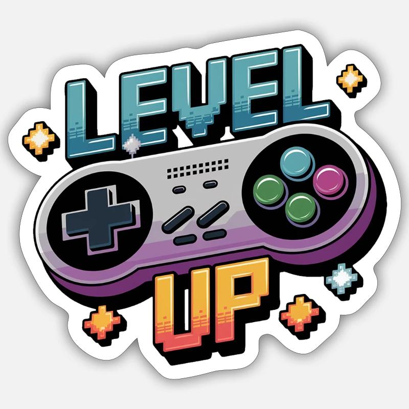 Level Up – Gaming Controller - Sticker size S (10 x 10 cm) - white matte