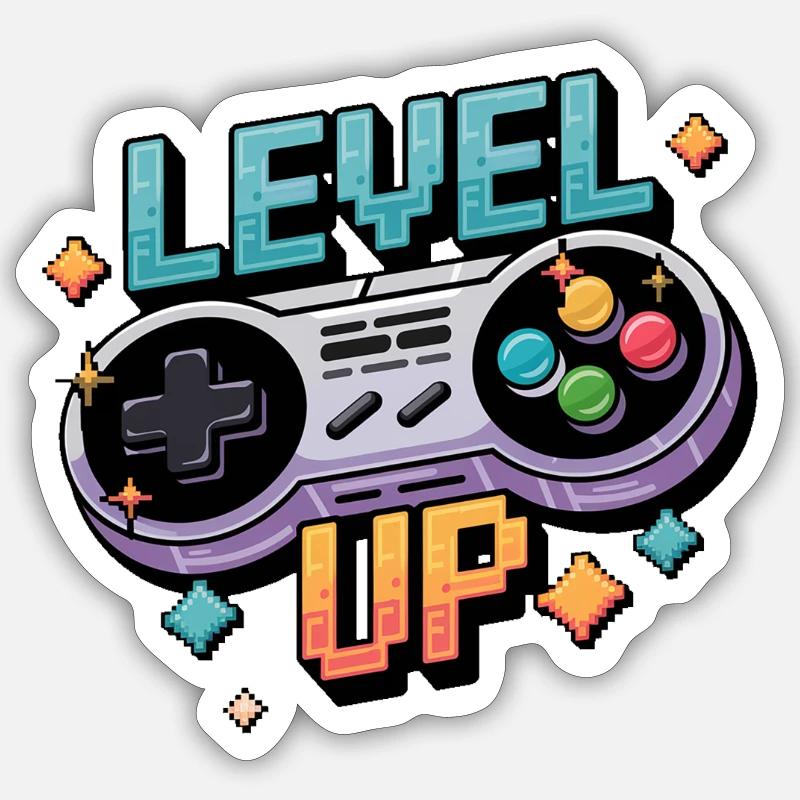 Level Up – Gaming Controller Sticker Größe S (10 x 10 cm)