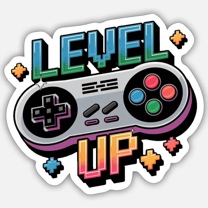 Level Up – Gaming Controller - Sticker size S (10 x 10 cm) - white matte