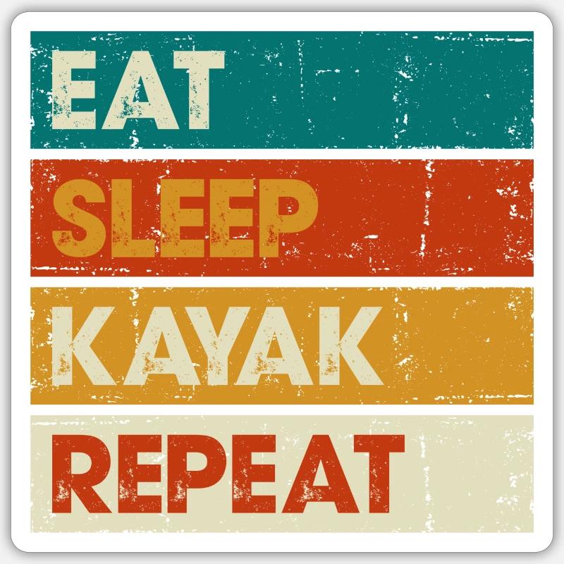 Manger dormir kayak répéter - Sticker taille S (10 x 10 cm) - blanc mat