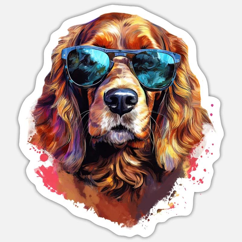Cocker Spaniel with Sunglasses - Sticker size S (10 x 10 cm) - white matte