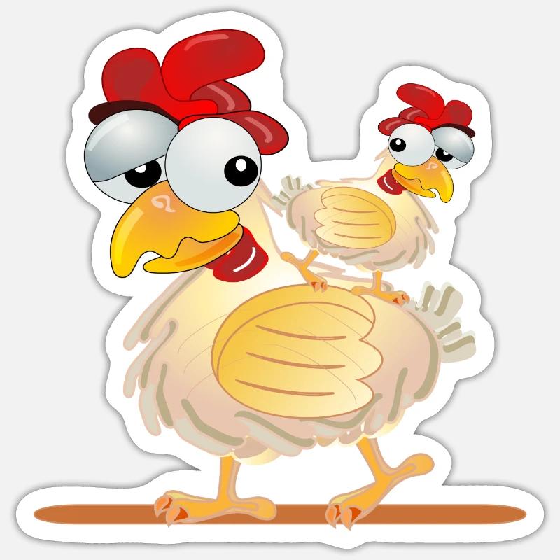 POULES COSTUMES COUPLES - Sticker taille S (10 x 10 cm) - blanc mat
