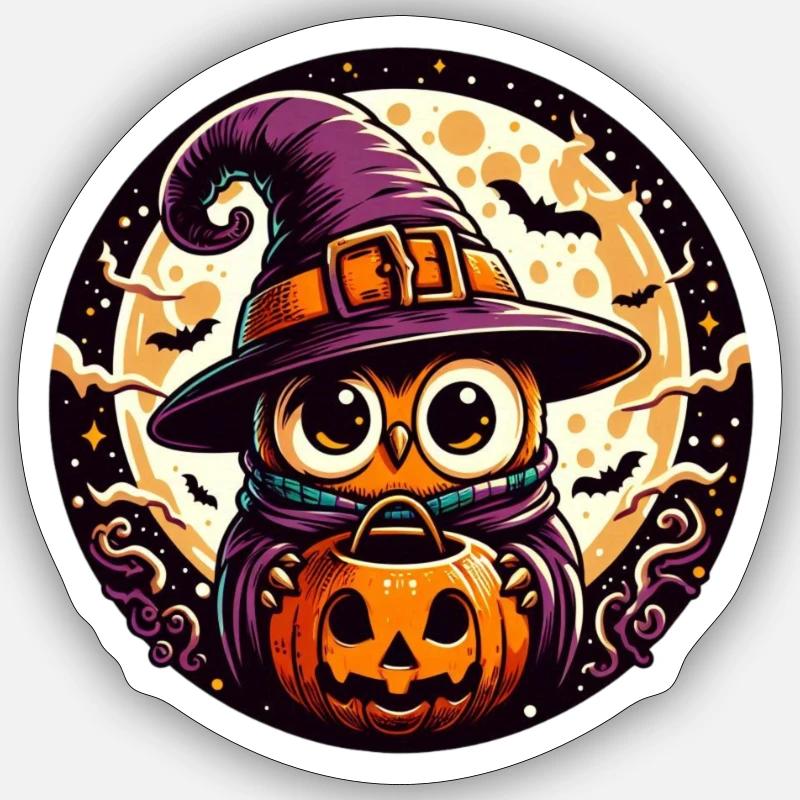 Halloween Eule Sticker Größe S (10 x 10 cm)