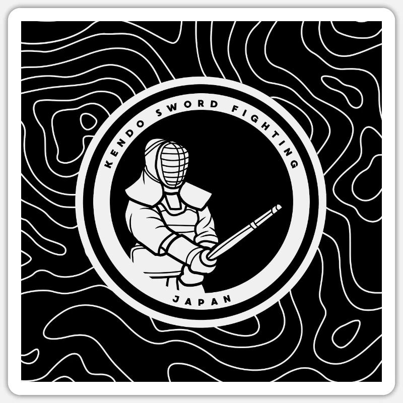 Kendo sword fighting - Sticker Größe S (10 x 10 cm) - Mattweiß