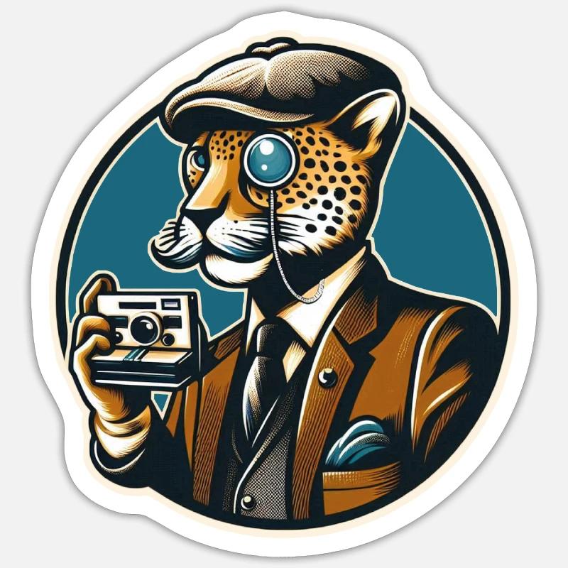 PAPI JAGUAR - Sticker taille S (10 x 10 cm) - blanc mat