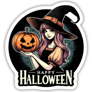 Bonne sorcière d’Halloween - Sticker taille S (10 x 10 cm) - blanc mat - Devant