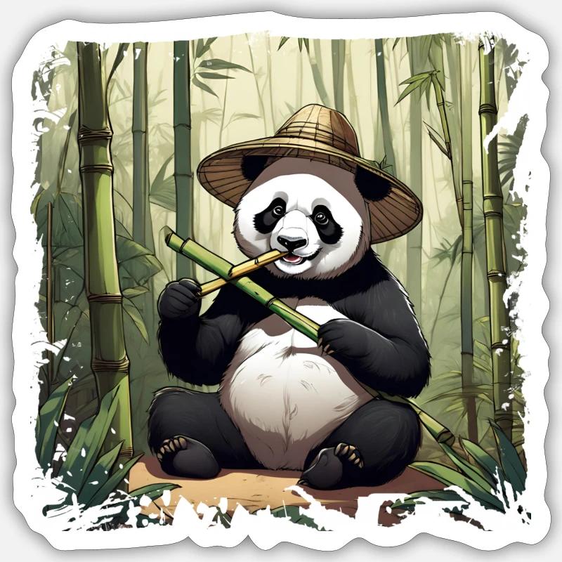Panda eating! - Sticker size S (10 x 10 cm) - white matte