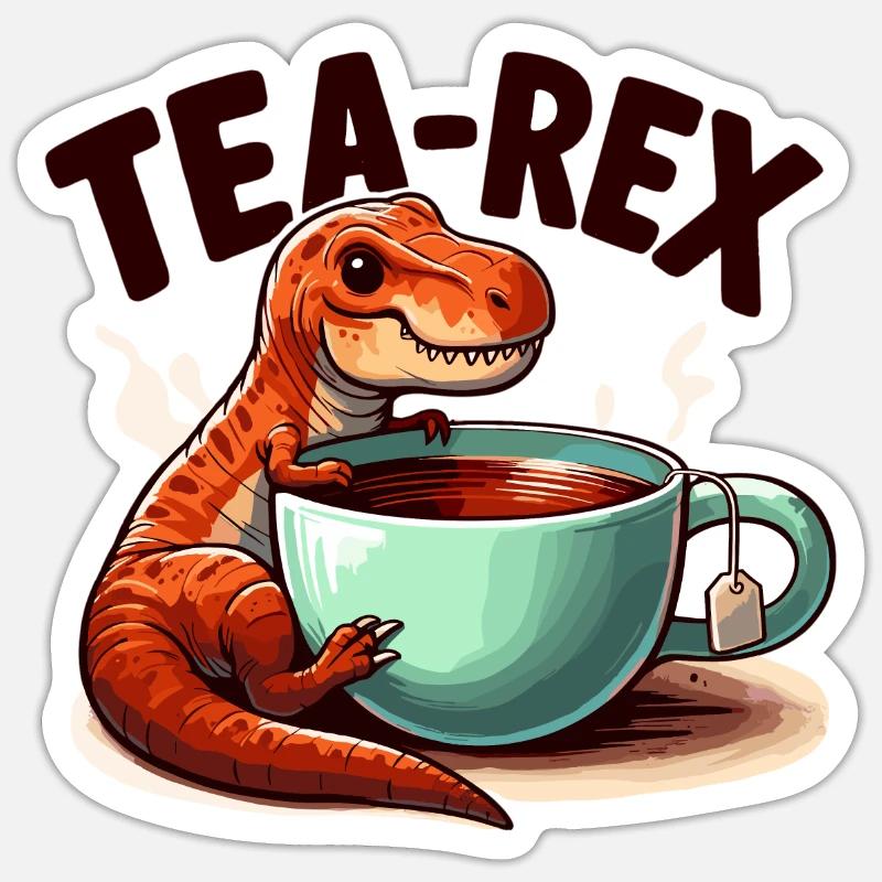 Tee Rex Tee-Rex Teetrinker Geschenk Sticker Größe S (10 x 10 cm)