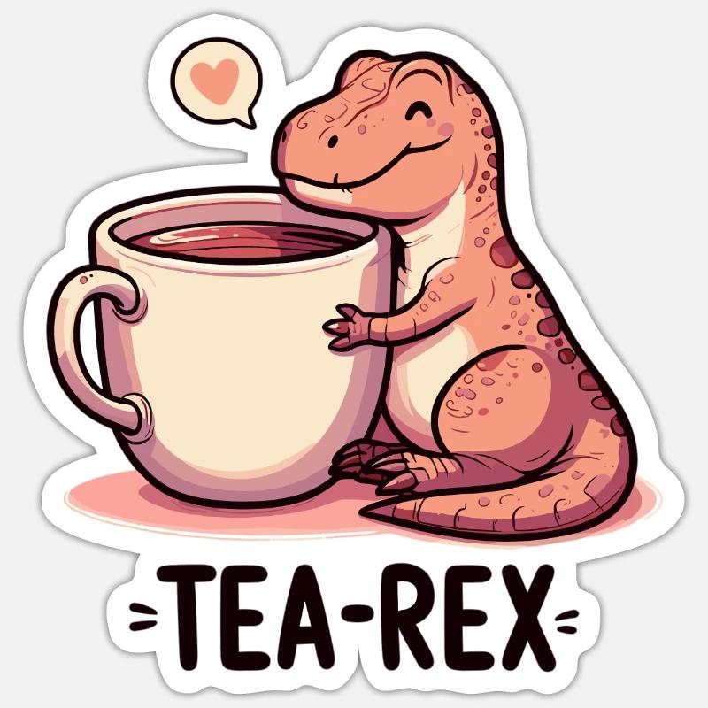 Tee Rex Tee-Rex Teetrinker Geschenk Sticker Größe S (10 x 10 cm)