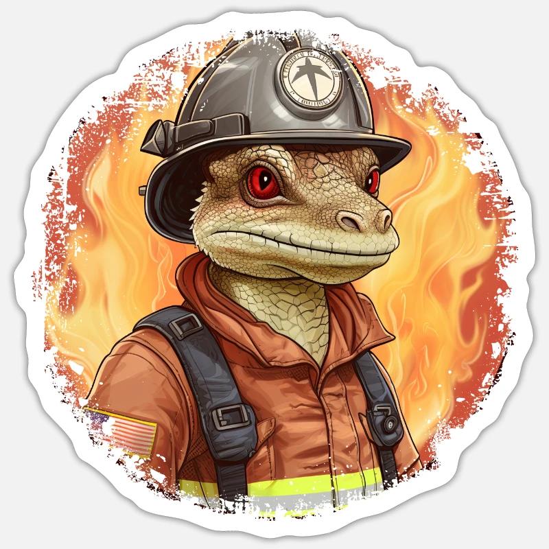 Lizard Fire Brigade - Sticker size S (10 x 10 cm) - white matte