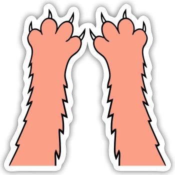 Katzen Klauen Pfote Tatzen Scharfe Krallen Kratzen - Sticker Größe S (10 x 10 cm) - Mattweiß - Vorne