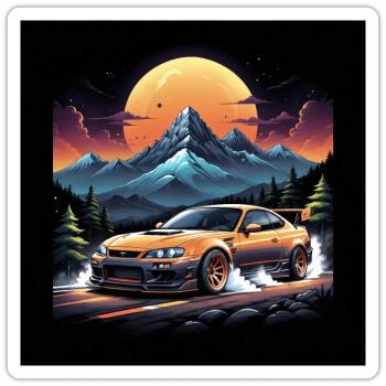 JDM Sportcar tuning Driftcar Voiture Cadeau PS - Sticker taille S (10 x 10 cm) - blanc mat - Devant