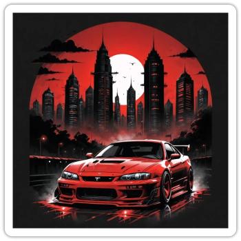 JDM Sportcar tuning Driftcar Voiture Cadeau PS - Sticker taille S (10 x 10 cm) - blanc mat - Devant