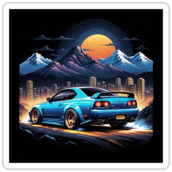 JDM Sportcar tuning Driftcar Voiture Cadeau PS - Sticker taille S (10 x 10 cm) - blanc mat - Devant