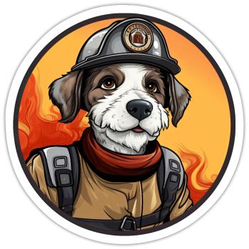 Feuerwehr Hund - Sticker Größe S (10 x 10 cm) - Mattweiß - Vorne