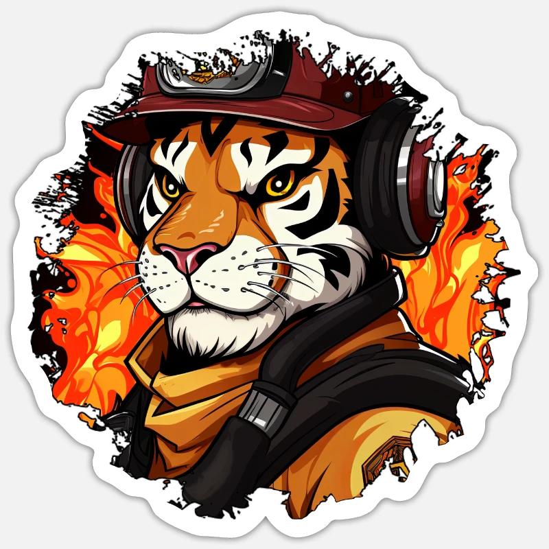 Tiger Pompiers / Pompier Tiger - Sticker taille S (10 x 10 cm) - blanc mat