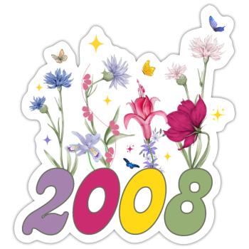 Year of birth 2008 wildflowers - Sticker size S (10 x 10 cm) - white matte - Front