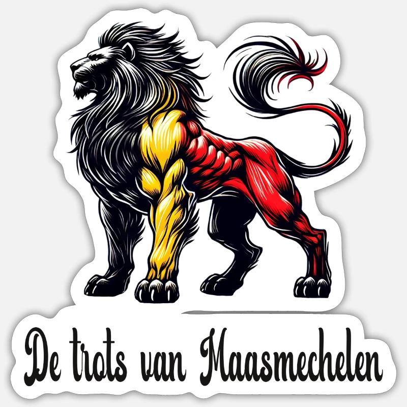 Maasmechelen lion flag design - Sticker size S (10 x 10 cm) - white matte