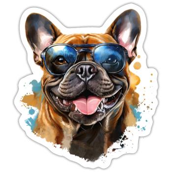 Frenchie with sunglasses - Sticker size S (10 x 10 cm) - white matte - Front