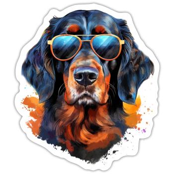 Gordon Setter mit Sonnenbrille - Sticker Größe S (10 x 10 cm) - Mattweiß - Vorne