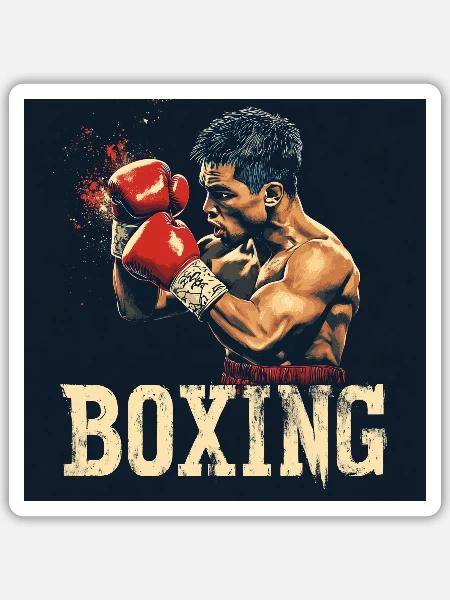 boxing fighter schwarz - Sticker Größe S (10 x 10 cm) - Mattweiß
