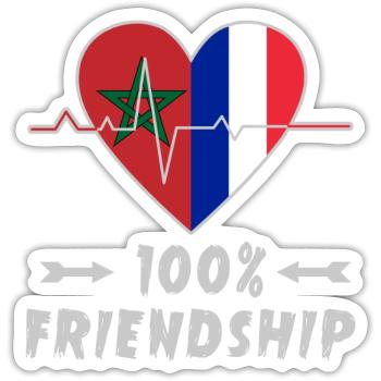 Marokko und Frankreich 100% Freundschaft - Sticker Größe S (10 x 10 cm) - Mattweiß - Vorne