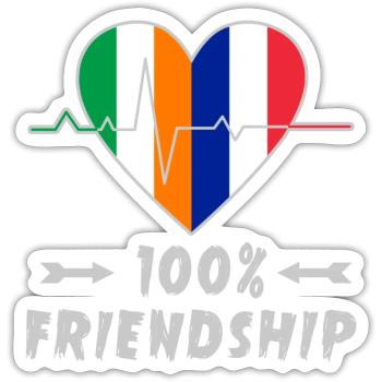 Irland und Frankreich 100% Freundschaft - Sticker Größe S (10 x 10 cm) - Mattweiß - Vorne