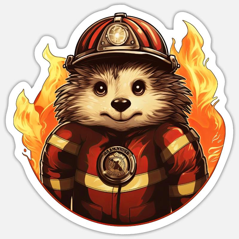 Pompiers Igel - Sticker taille S (10 x 10 cm) - blanc mat