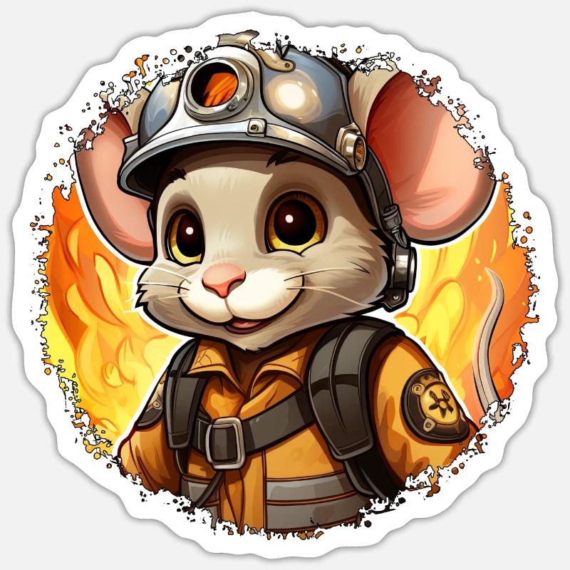 Mouse Fire Brigade - Sticker size S (10 x 10 cm) - white matte