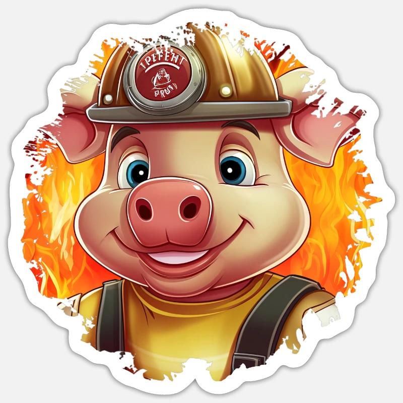 Pompiers de cochons - Sticker taille S (10 x 10 cm) - blanc mat