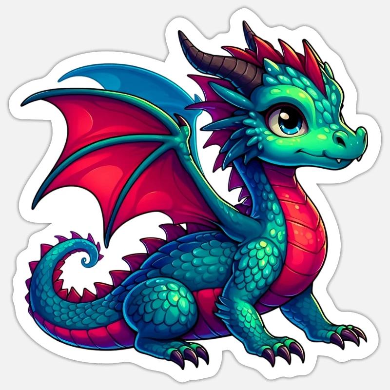 Drache - Sticker Größe S (10 x 10 cm) - Mattweiß