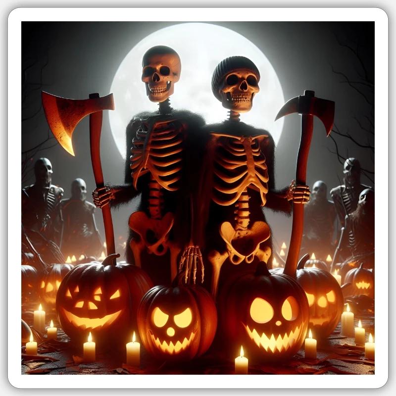 Skeleton with Axe Sticker size S (10 x 10 cm)