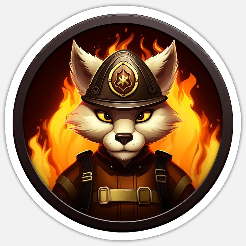 Pompier Fuchs - Sticker taille S (10 x 10 cm) - blanc mat
