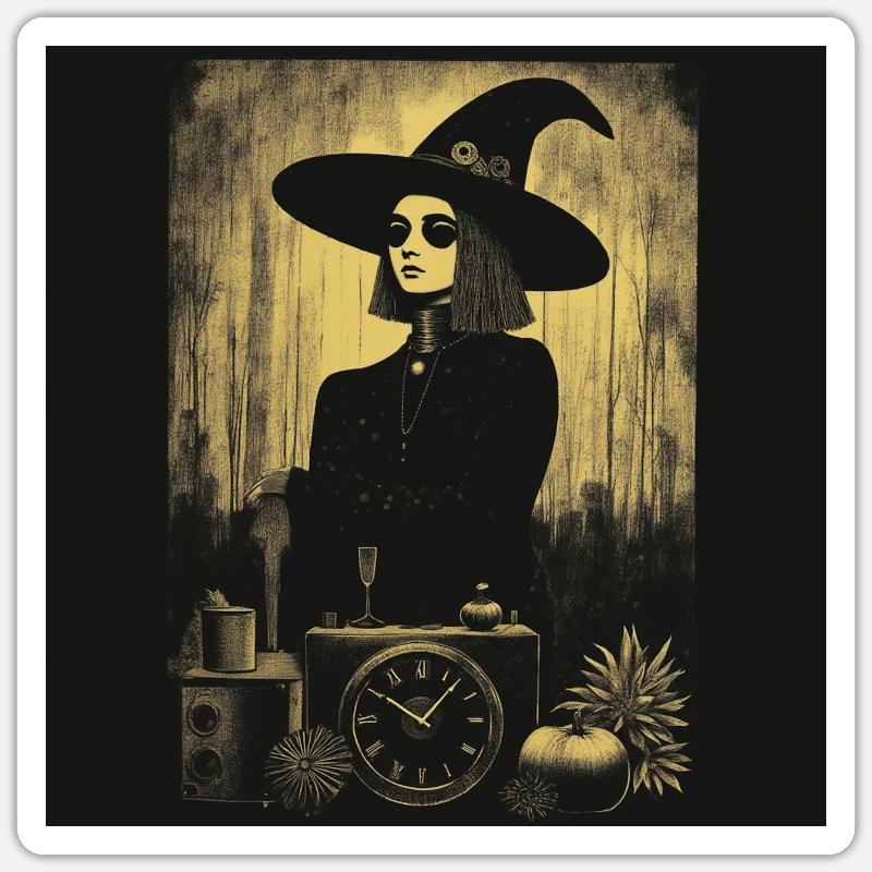 Sorcière d’Halloween - Sticker taille S (10 x 10 cm) - blanc mat