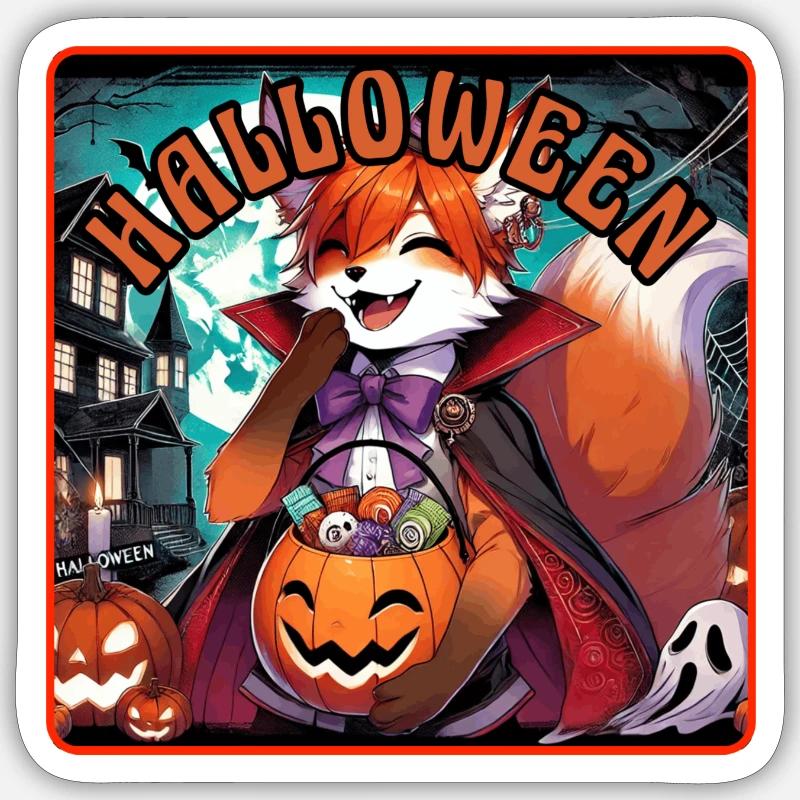 Fukiyo halloween - Sticker taille S (10 x 10 cm) - blanc mat