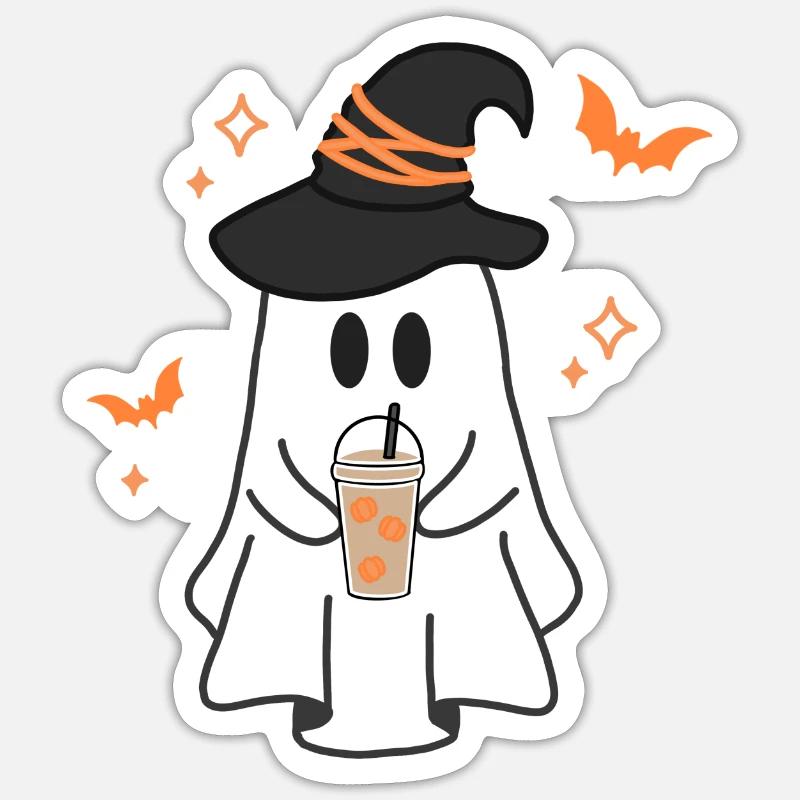 Pumpkin Latte Ghost Sticker Größe S (10 x 10 cm)